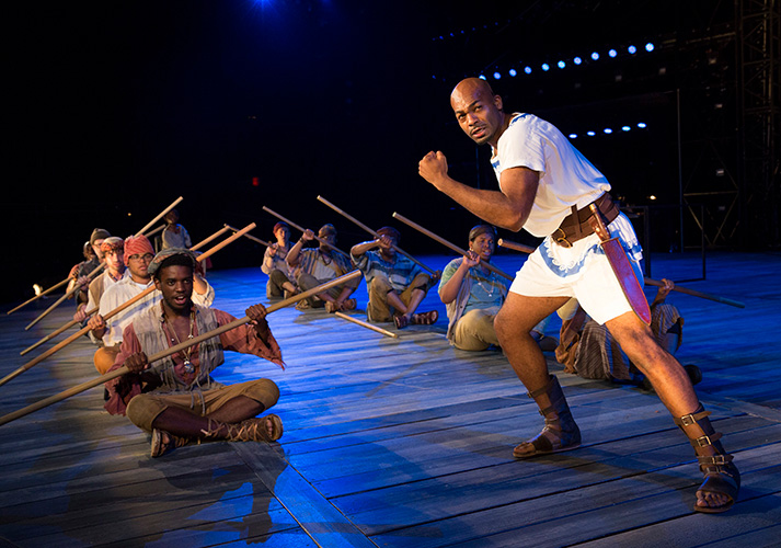 Brandon Victor Dixon and the company in Public Works' The Odyssey